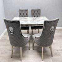 SOFT SNOOZE BEDS Novelle Grey & Silver Dining Table set | Size: 110 cm x 15 cm