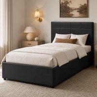 Comfy Living Ltd PU Faux Leather Gas Lift Ottoman Bedframe in Black | Size: King