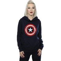 Marvel Women's Avengers Captain America Scratched Shield Hoodie in Navy | Size: Medium