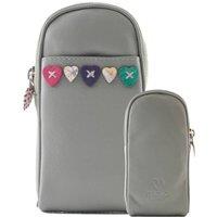 Mala leather Women's Lucy Hearts Zip Top Glasses Case in Grey