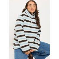 Yours Women's Stripe Quarter Zip Fleece in Cream | Size: 22-24