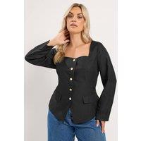 Yours Women's Sweetheart Neckline Blazer in Black | Size: 22