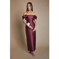 Coast Women's Honoured Twill Bardot Column Midi Bridesmaid Dress in Malbec | Size: 8