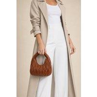 SVNX Women's Quilted Hobo Chain Shoulder Bag in Brown