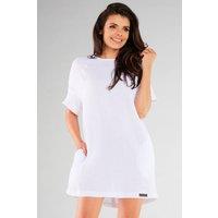 Love Lace Women's Infinite Knit Loose Mini Dress Short Sleeve in White | Size: S/M
