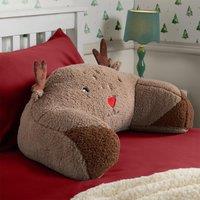 OHS Reindeer Character Kids Cuddle Cushion Teddy Fleece Reading Pillow in Brown