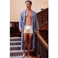 British Boxers Men's "Westwood Steel Stripe" Brushed Cotton Dressing Gown in Navy | Size: 2XL