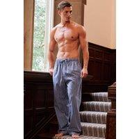 British Boxers Men's "Westwood Steel Stripe" Brushed Cotton Pyjama Trousers in Navy | Size: Small
