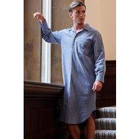 British Boxers Men's "Westwood Steel Stripe" Brushed Cotton Nightshirt in Navy | Size: 2XL