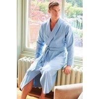 British Boxers Men's Sky Blue Herringbone Brushed Cotton Dressing Gown | Size: Large