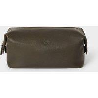 OSPREY LONDON Men's The Toby Leather Washbag in Dark Olive
