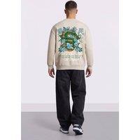 LONDON ATTITUDE Men's Oversized Dragon Graphic Sweatshirt in Stone | Size: XS