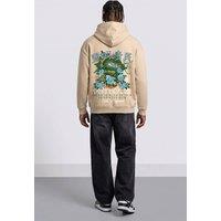 LONDON ATTITUDE Men's Relaxed Fit Dragon Graphic Hoodie in Light Sand | Size: XL