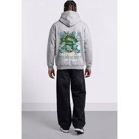 LONDON ATTITUDE Men's Relaxed Fit Dragon Graphic Hoodie in Light Grey | Size: 3XL