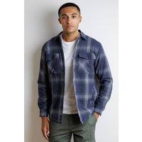 Tokyo Laundry Men's Sherpa-Lined Check Overshirt in Blue | Size: Large