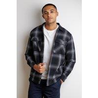 Tokyo Laundry Men's Sherpa-Lined Check Overshirt in Black | Size: Large