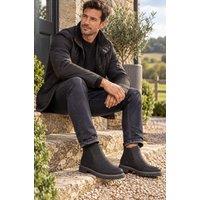 ABSOLUTE FOOTWEAR Men's Leather Chelsea Boots, Single Elasticated Gusset in Black | Size: 11