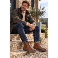 ABSOLUTE FOOTWEAR Men's Leather Chelsea Boots, Single Elasticated Gusset in Tan | Size: 8