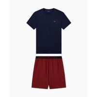 Emporio Armani Men's Short Pyjama Set Navy Brick | Size: Medium
