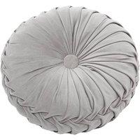 Garden Sanctuary Round Pleated Pumpkin Velvet Cushion Grey 35cm
