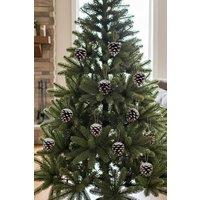 Garden Sanctuary 30Pcs White Painted Real Pine Cone Christmas Tree Hanging Ornaments in Brown