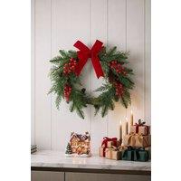 Garden Sanctuary Artificial Christmas Wreath Decorations with Red Berries & Bow