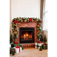 Garden Sanctuary 270cm Artificial Spruce Christmas Garland with 50 Warm White LEDs in Red