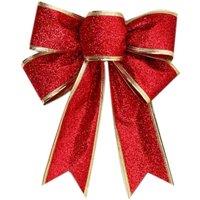 Garden Sanctuary 10Pcs Christmas Bows Ribbon Bowknot Christmas Tree Ornaments in Red