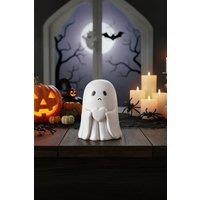 Garden Sanctuary Funny Halloween Ghost Holding Heart Statue Ornament in White