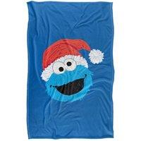 Sesame Street Scribble Christmas Cookie Monster Silky Touch Super Soft Throw Blanke | Size: Large