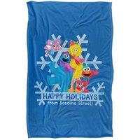 Sesame Street Happy Holidays Elmo, Cookie Monster, Abby Silky Touch Super Soft Thro | Size: Extra Large