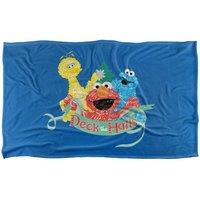 Sesame Street Christmas Deck The Halls Elmo, Cookie Monster Silky Touch Super Soft | Size: Extra Large
