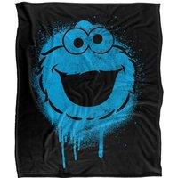 Sesame Street Cookie Monster Graffiti Spray Face Silky Touch Super Soft Throw Blank | Size: Large