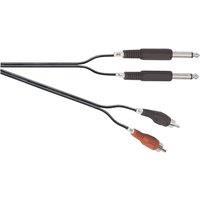 Electrovision Standard 2x 6.35 mm Mono Jack Plugs to 2x Phono Plugs Screened Lead in Black