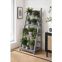 Neo 4 Tier Wooden Plant Stand Foldable Wood Plant Rack in Grey