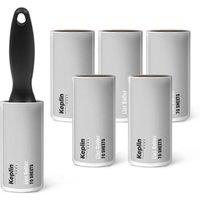 Keplin Lint Roller, 6 Sticky Replacement Heads & 1 Handle (6 Pack/ 70 Sheets) in White