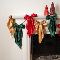 Scottish Everlastings Ltd 180cm Satin Bow Garland Red-Gold-Green in Red