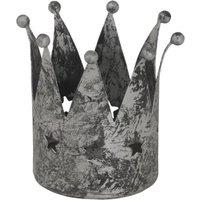 KDMD Antique Silver Crown Tealight Holder - Regal Silver Decor Piece in Grey