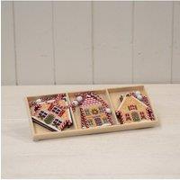 KDMD Set of 6 Hanging Gingerbread Assorted Houses
