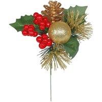 KDMD Gold Glitter Ball & Pinecone Pick 20cm 6 Pack