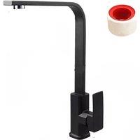 Kelvenix Kitchen Sink Mixer Taps Swivel Spout Single Lever Tap in Black