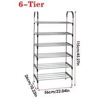 FORGEVIO Large 6 Tier 18 Pairs Shoe Rack Heavy Duty in Silver