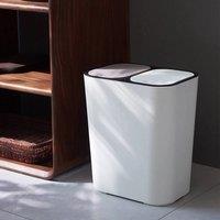 PAWNORA White Double Waste Bin 2 Section