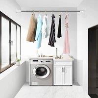 PAWNORA 70-120CM Shower Curtain Pole Rail Rod in Silver