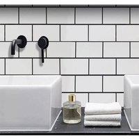 PAWNORA White Brick 10 Pack Marble Tiles Wall Sticker
