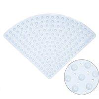 PAWNORA Triangular Corner Shower Mat Non Slip PVC Suction Washable in Grey