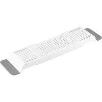 FORGEVIO White Plastic Bath Caddy Tray Extendable Bathtub Organizer