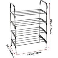 FORGEVIO 4 Tier Tall Metal Shoe Rack Storage in Silver