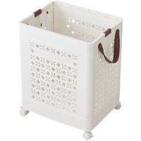 FORGEVIO Medium- Folding Plastic Laundry Basket in White