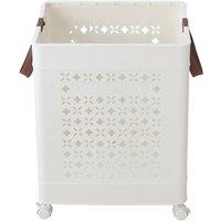 FORGEVIO Large- Folding Plastic Laundry Basket in White